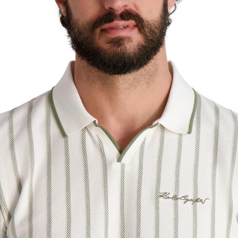 KARL LAGERFELD Men's Striped Collared Short Sleeve Polo in Saudi Arabia