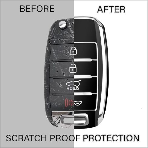 QBUC لغطاء Kia Key Fob مع سلسلة مفاتيح من الكروم الفضي، حافظة حماية ناعمة من مادة TPU متوافقة مع 2013-2017 Kia Optima Soul Sorento Sportage 4 أزرار (وردي) in Kuwait