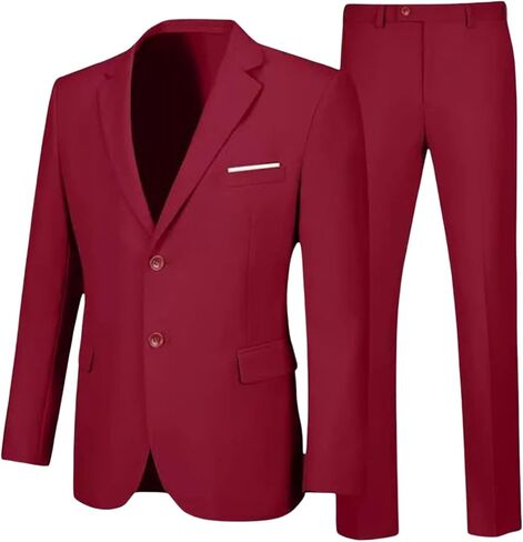Men Suits 2 Piece Set Slim Fit Button Notched Lapel Suit Jacket Pants Sets Soft Tuxedo Prom Formal Business Clothes in Kuwait