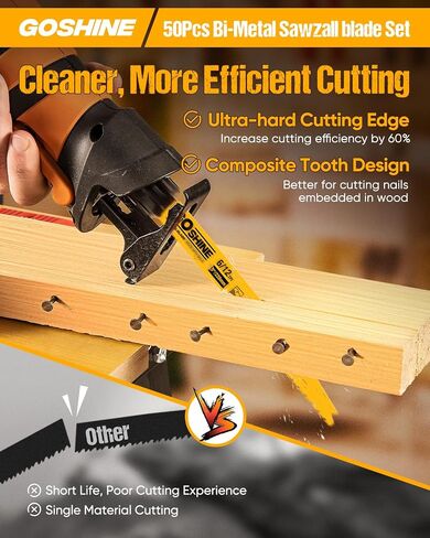 25 Pack 9 in Stud and Nail Reciprocating Saw Blades, Bi-Metal Reciprocating Saw Blade for Wood and Nail-Embedded Wood Cutting（6/12TPI）,Replace for Milwaukee,Dewalt,Diablo Sawzall Blades in Saudi Arabia
