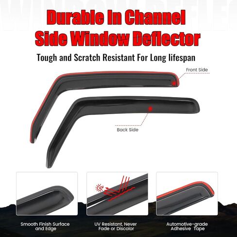 IKON MOTORSPORTS in Channel Window Visors Compatible with 2007-2017 Jeep Wrangler & 2018 Wrangler JK 2Dr, Slim Style Acrylic Smoke Rain Guards, Side Window Wind Deflectors 2PCS in Saudi Arabia