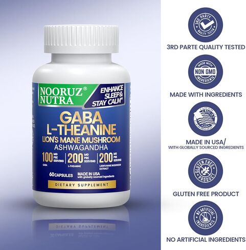 مكمل فطر عرف الأسد، كبسولات الفطر الحديثة، مكمل الفطر مع عرف الأسد، إل-الثيانين، ومستخلص أشواغاندا لدعم الطاقة والتركيز والمناعة والهضم - 90 كبسولة in Kuwait