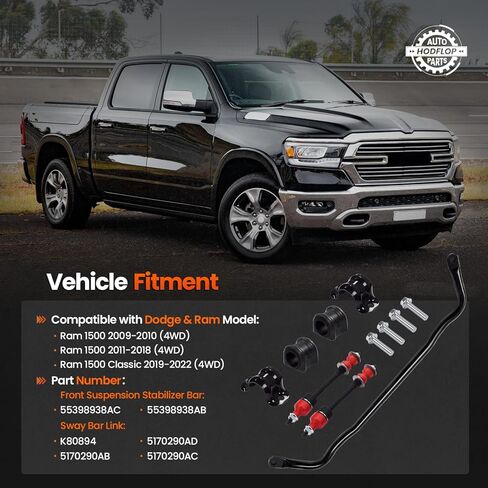 55398938AC Front Suspension Stabilizer Bar Link Kit, K80894 Sway Bar End Link & Bracket Bushing Compatible with Dodge Ram 1500 2009-2010, Ram 1500 2011-2018, Ram 1500 Classic 2019-2022 4WD 55398938AB in Kuwait