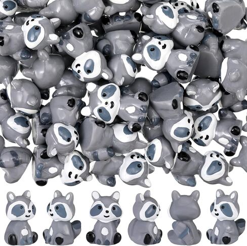 50 Pcs Mini Raccoon Figurine Bulk Resin Animals Figures Cute Raccoon Home Decor for Cabin Lodge Rustic Cake Toppers Desktop Home Decor in Saudi Arabia