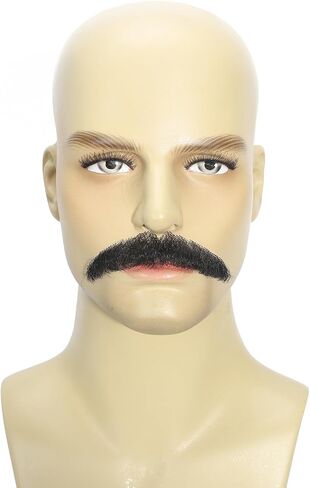 Ailsa Fake Beard Natural Realistic 100% Human Hair Fake Mustache Handmade Invisible Lace Fake Facial Hair for Costume/Drama/Parties//Cosplay/Halloween/Film Makeup (Black Fake Beard 2-1) in Saudi Arabia