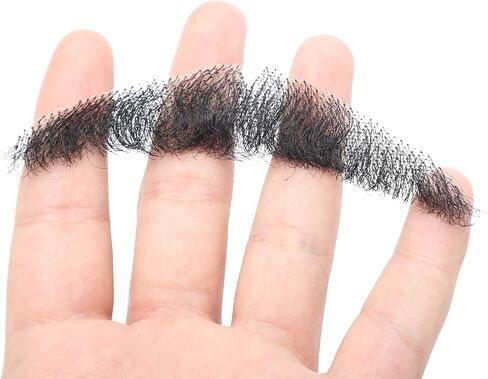 Ailsa Fake Beard Natural Realistic 100% Human Hair Fake Mustache Handmade Invisible Lace Fake Facial Hair for Costume/Drama/Parties//Cosplay/Halloween/Film Makeup (Black Fake Beard 2-1) in Saudi Arabia