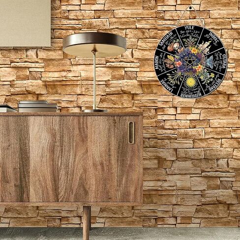 RIVEENY Wheel Of The Year Wall Hanging，12"Wheel Of The Year Wood Sign, Sabbats Pagan Witch Sign, Wiccan Holidays, Wicca Calendar, Yule Altar, Celestial Sign (GJ017) in Kuwait