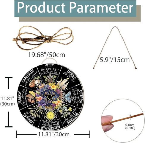 RIVEENY Wheel Of The Year Wall Hanging，12"Wheel Of The Year Wood Sign, Sabbats Pagan Witch Sign, Wiccan Holidays, Wicca Calendar, Yule Altar, Celestial Sign (GJ017) in Kuwait