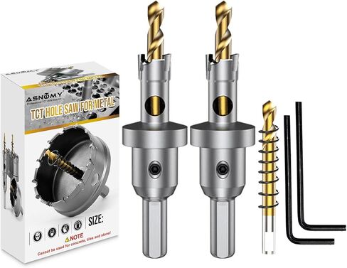 ASNOMY Tungsten Carbide Tipped Hole Saw Drill Bit for Hard Metal, 3 Inch T.C.T Hole Saw Cutter with 2pcs Titanium-Plated Pilot Drill bit for Metal, Steel, Iron, Wood, Plastic in Kuwait