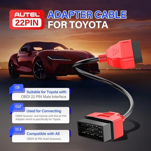 Autel Original OBD2 Adapter Cable for Toyota Vehicles, 22Pin OBD1 to 16Pin OBDII Car Converter, Compatible with OBD II Diagnostic Scan Tool in Saudi Arabia
