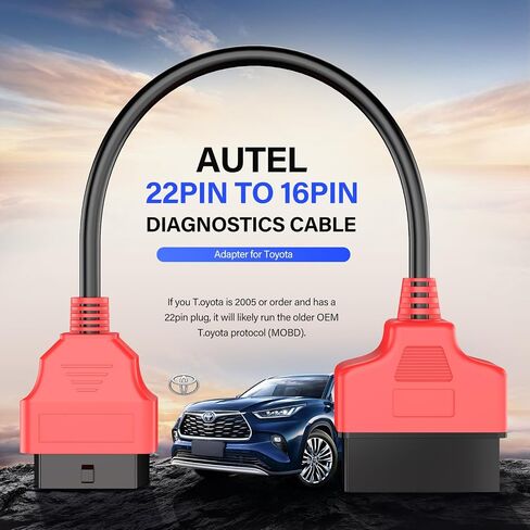 Autel Original OBD2 Adapter Cable for Toyota Vehicles, 22Pin OBD1 to 16Pin OBDII Car Converter, Compatible with OBD II Diagnostic Scan Tool in Saudi Arabia