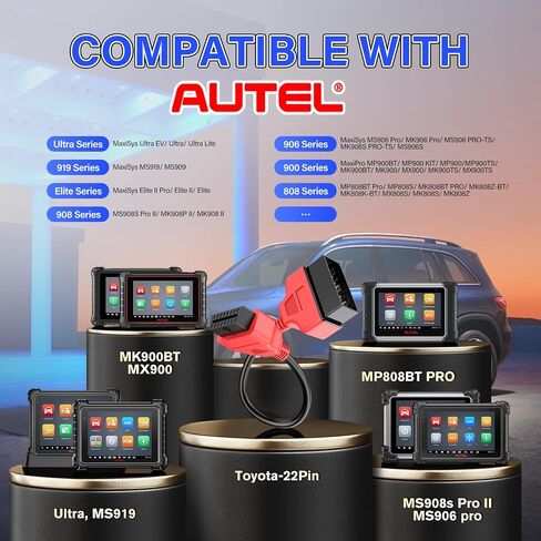 Autel Original OBD2 Adapter Cable for Toyota Vehicles, 22Pin OBD1 to 16Pin OBDII Car Converter, Compatible with OBD II Diagnostic Scan Tool in Saudi Arabia