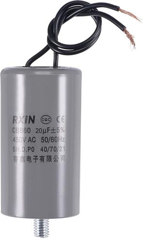 uxcell CBB60 Run Capacitor 25uF 450V AC 2 Wires 50/60Hz Cylinder 98x45mm with M8 Fixing Stud for Air Compressor Water Pump Motor in Saudi Arabia