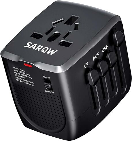 محول السفر العالمي ، محول توصيل الطاقة الدولي مع 4 منافذ USB ، شاحن الجدار في جميع أنحاء العالم للولايات المتحدة الأمريكية في المملكة المتحدة AUS in Saudi Arabia