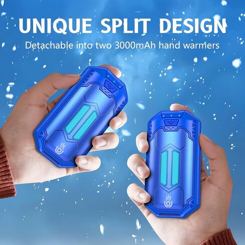 6000mAh Outjut Hand Warmers قابلة لإعادة الشحن 2 حزمة تدفئة اليدين الإلكترونية المحمولة 20 ساعة USB ملحقات الصيد المناسبة سخان اليدين المحمولة لتخييم هدايا الصيد للنساء رجل （رمادي） in Kuwait