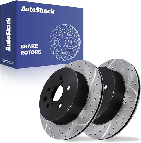 AutoShack Rear Drilled & Slotted Brake Rotors | Replacement for Lexus GS430 2006 GS300 2006-2015 IS350 2007-2011 GS350 GS450h 2008-2011 GS460 2010-2015 IS250 | E-Coated | 2-PC Set | ShadowGuard in Saudi Arabia