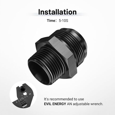 الطاقة الشريرة 20AN ذكر مضيئة إلى 1 "NPT وصلة أنابيب محول مستقيم الألومنيوم الأسود 2 قطعة in Kuwait