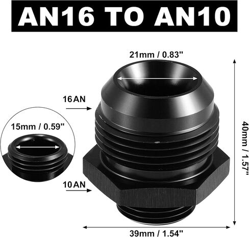 X AUTOHAUX 16AN مضيئة إلى 10AN ORB O Ring Port ذكر مضخة الوقود السكك الحديدية محول محولات تركيب الوقود للسيارة سبائك الألومنيوم الأسود in Saudi Arabia
