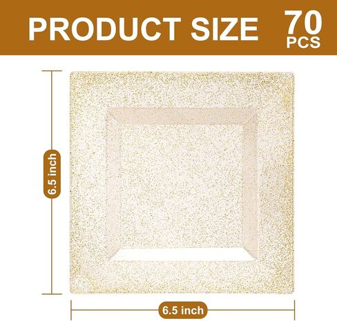 N9R 70 Pack Clear Plastic Dessert Plates, 6.5 inch Square Clear Plastic Plates, Hard Appetizer Plates, Small Disposable Plates for Party Wedding in Saudi Arabia