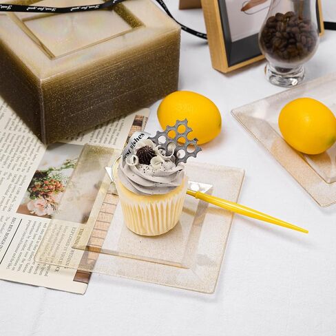 N9R 70 Pack Clear Plastic Dessert Plates, 6.5 inch Square Clear Plastic Plates, Hard Appetizer Plates, Small Disposable Plates for Party Wedding in Saudi Arabia