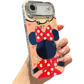 بالنسبة إلى iPhone 16 Pro Max Case Camera Camera Protection Glitter Bling pattern pattern design print pumper soft frack prockproof progractive for girls and women ، sparcly minnie in Kuwait