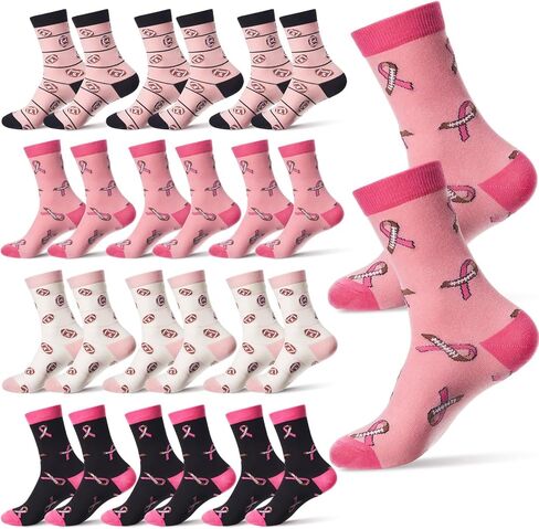 Pairs of Pink Football Breast Cancer Awareness Socks for Pink out Day Women Gifts Ribbon Football Sport Socks in Saudi Arabia