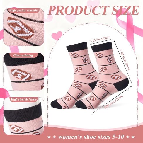 Pairs of Pink Football Breast Cancer Awareness Socks for Pink out Day Women Gifts Ribbon Football Sport Socks in Saudi Arabia