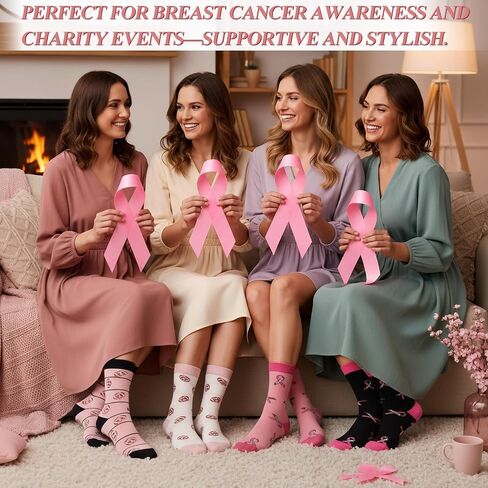Pairs of Pink Football Breast Cancer Awareness Socks for Pink out Day Women Gifts Ribbon Football Sport Socks in Saudi Arabia