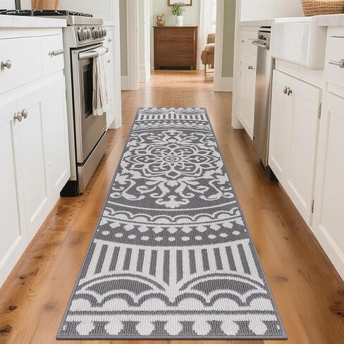 U'Artlines 2 x 6 ft Fall Runner Rug for Hallway, Washable Non Slip Orange Kitchen Rug with Rubber Backing, Low Pile Carpet for Entryway Bedroom Living Room Farmhouse Floor Mat(Orange) in Kuwait