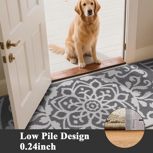 U'Artlines 2 x 6 ft Fall Runner Rug for Hallway, Washable Non Slip Orange Kitchen Rug with Rubber Backing, Low Pile Carpet for Entryway Bedroom Living Room Farmhouse Floor Mat(Orange) in Kuwait