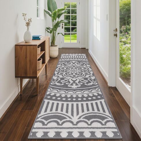 U'Artlines 2 x 6 ft Fall Runner Rug for Hallway, Washable Non Slip Orange Kitchen Rug with Rubber Backing, Low Pile Carpet for Entryway Bedroom Living Room Farmhouse Floor Mat(Orange) in Kuwait