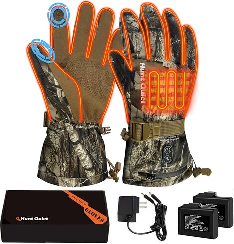 قفازات ساخنة 7.4 فولت للرجال والنساء، قفازات صيد قابلة لإعادة الشحن مع عبوتين من البطاريات، 3 إعدادات للحرارة، مقاومة للماء، بطانة صوف قابلة للتنفس، لصيد الأسماك على الجليد، التزلج (Next Camo G2، M-XXL) in Kuwait