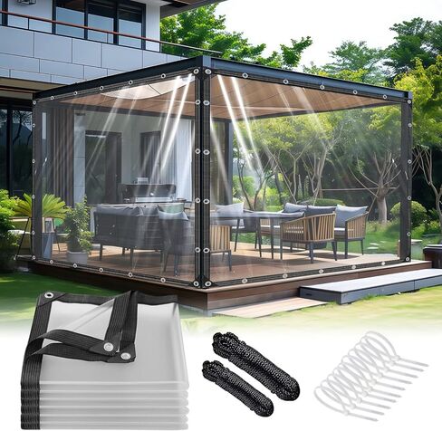 Premium Clear Vinyl Tarp 4x6 ft Tearproof Heavy Duty Clear Tarp with Rustproof Grommets Windproof Design(14 Mil) Reinforced Edges for Patio Outdoor Porch Greenhouse Chicken Coop Garden in Saudi Arabia