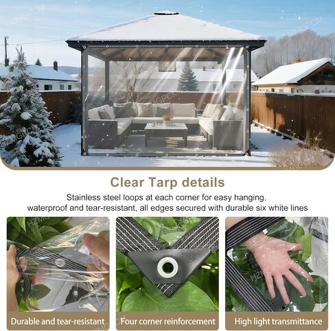 Premium Clear Vinyl Tarp 4x6 ft Tearproof Heavy Duty Clear Tarp with Rustproof Grommets Windproof Design(14 Mil) Reinforced Edges for Patio Outdoor Porch Greenhouse Chicken Coop Garden in Saudi Arabia