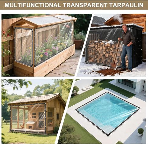 Premium Clear Vinyl Tarp 4x6 ft Tearproof Heavy Duty Clear Tarp with Rustproof Grommets Windproof Design(14 Mil) Reinforced Edges for Patio Outdoor Porch Greenhouse Chicken Coop Garden in Saudi Arabia