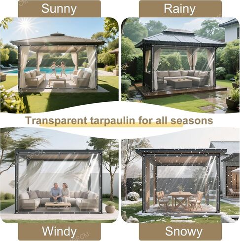 Premium Clear Vinyl Tarp 4x6 ft Tearproof Heavy Duty Clear Tarp with Rustproof Grommets Windproof Design(14 Mil) Reinforced Edges for Patio Outdoor Porch Greenhouse Chicken Coop Garden in Saudi Arabia