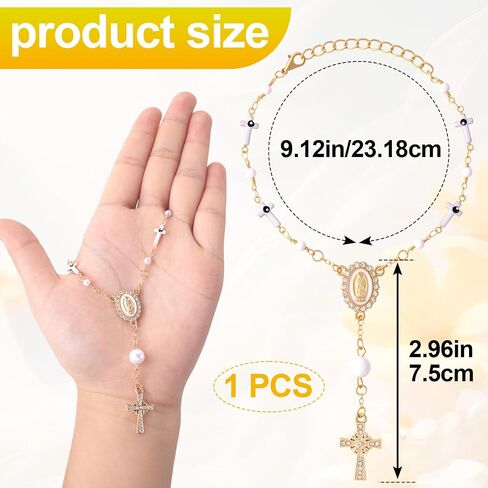 Steering Wheel Rosary, Catholic Religious Rosary for Car, Pearl Steering Wheel Charm, Steering Wheel Rosary Charm, Cross for Car, Car Decor, Women, Men (Gold, 1 Pcs) in Saudi Arabia