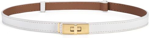 Women Ladies Adjustable Skinny Leather Belt Solid Alloy Turn Lock Slim Thin Waist Belt For Dresses Jeans Pants in Saudi Arabia