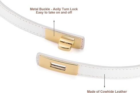Women Ladies Adjustable Skinny Leather Belt Solid Alloy Turn Lock Slim Thin Waist Belt For Dresses Jeans Pants in Saudi Arabia