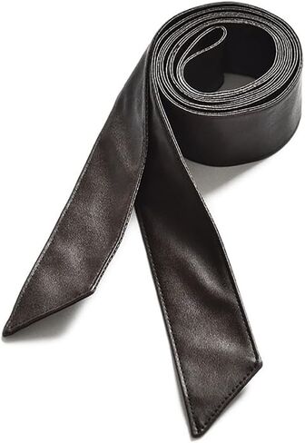 180 سنتيمتر بولي Leather حزام جلد طويل وشاح حزام النساء OBI حزام الخصر حزام الخصر أحزمة معطف حزام استبدال أسود in Saudi Arabia