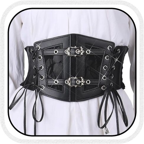 BODIY Black Corset Belt Leather Wide Waist Corset Vintage Waist Accessories for Women in Saudi Arabia
