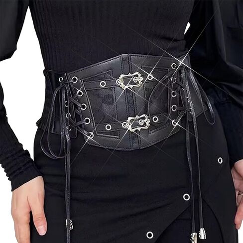 BODIY Black Corset Belt Leather Wide Waist Corset Vintage Waist Accessories for Women in Saudi Arabia