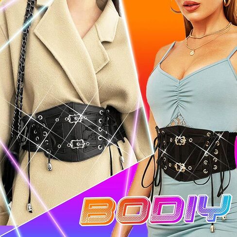 BODIY Black Corset Belt Leather Wide Waist Corset Vintage Waist Accessories for Women in Saudi Arabia