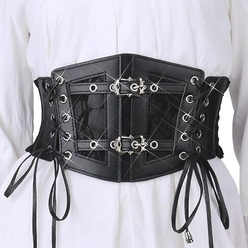 BODIY Black Corset Belt Leather Wide Waist Corset Vintage Waist Accessories for Women in Saudi Arabia