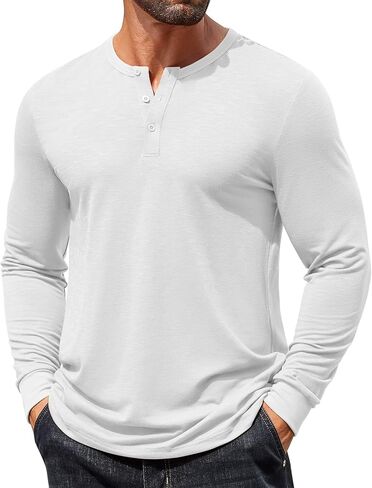 تي شيرت رجالي من COOFANDY بأكمام طويلة من Henley تي شيرت كاجوال خفيف الوزن بأزرار على الموضة in Saudi Arabia
