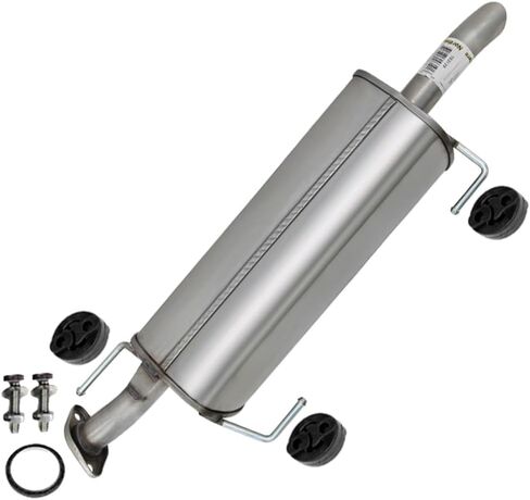 Exhaust Rear Muffler Compatible for 2007-2011 Nissan Versa 1.8L | Stainless Steel | Northeastern Exhaust | Free Gasket, Bolt Kit and Hangers Included | Automotive Replacement Part | Direct-Fit in Saudi Arabia
