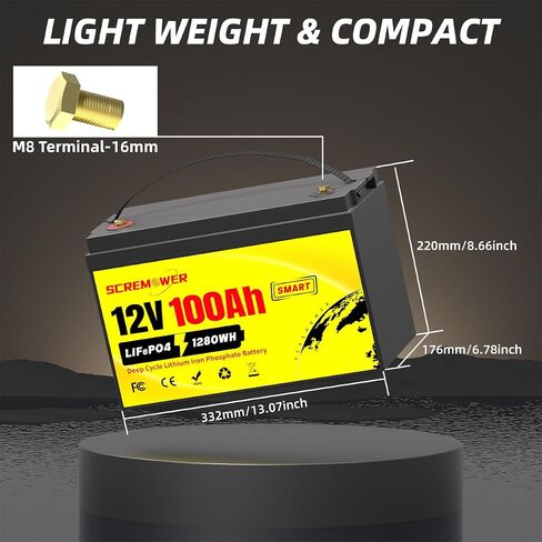 12V 300Ah Compact Lifepo4 Battery with Low-temp Protection BMS, 3840Wh Energy Deep Cycle Lithium Battery for RV, Solar System, Off-Grid, Winter Power Shortage, Marine in Saudi Arabia