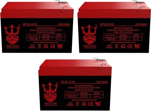 نبتون 12V 12AH مع استبدال بطارية SLA متوافقة مع محطة F2 لـ WP12-12E - 3 عبوات in Kuwait