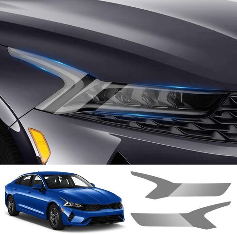 طبقة حماية لمصباح السيارة الأمامي لسيارة Kia K5 2021 2022 2023 2024 LXS GT-Line EX GT LX ملحقات السيارات ديكور خارجي سموكي غير لامع أسود ذكي ملون غطاء من البولي يوريثان الحراري من الفينيل التفاف مجموعة ملصقات ذاتية لفة in Kuwait