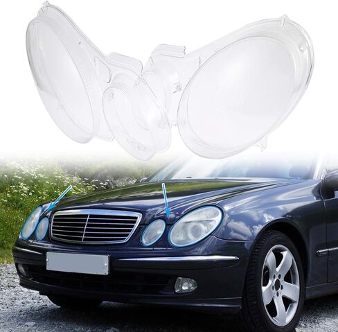 X AUTOHAUX 1 زوج الجانب الأيسر الأيمن سيارة الجبهة العلوي كشافات غطاء للعدسات PC قذيفة لمرسيدس بنز W211 2002-2008 4 باب 2118202961 2118203061 in Saudi Arabia